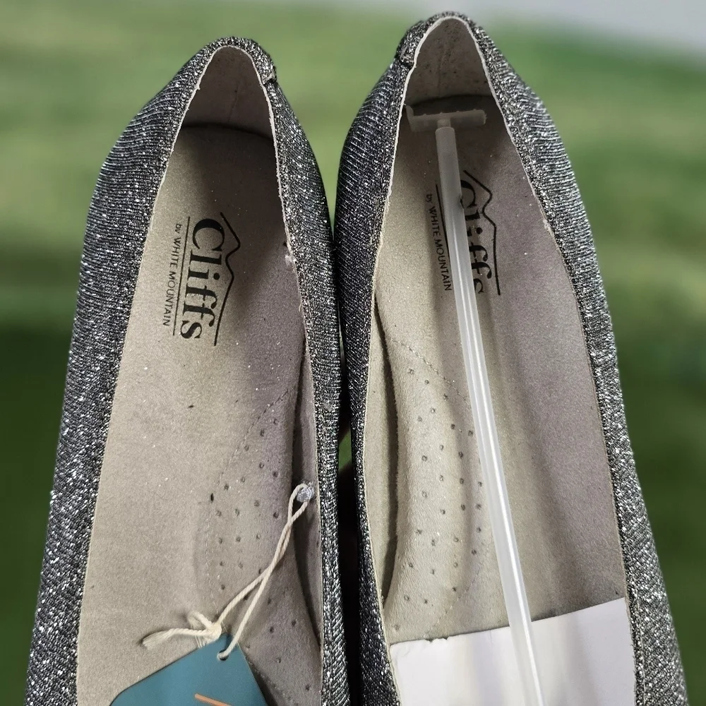 CLIFFS by WHITE MOUNTAIN | Clara METALLIC SHIMMER LOW WEDGE BALLET FLATS